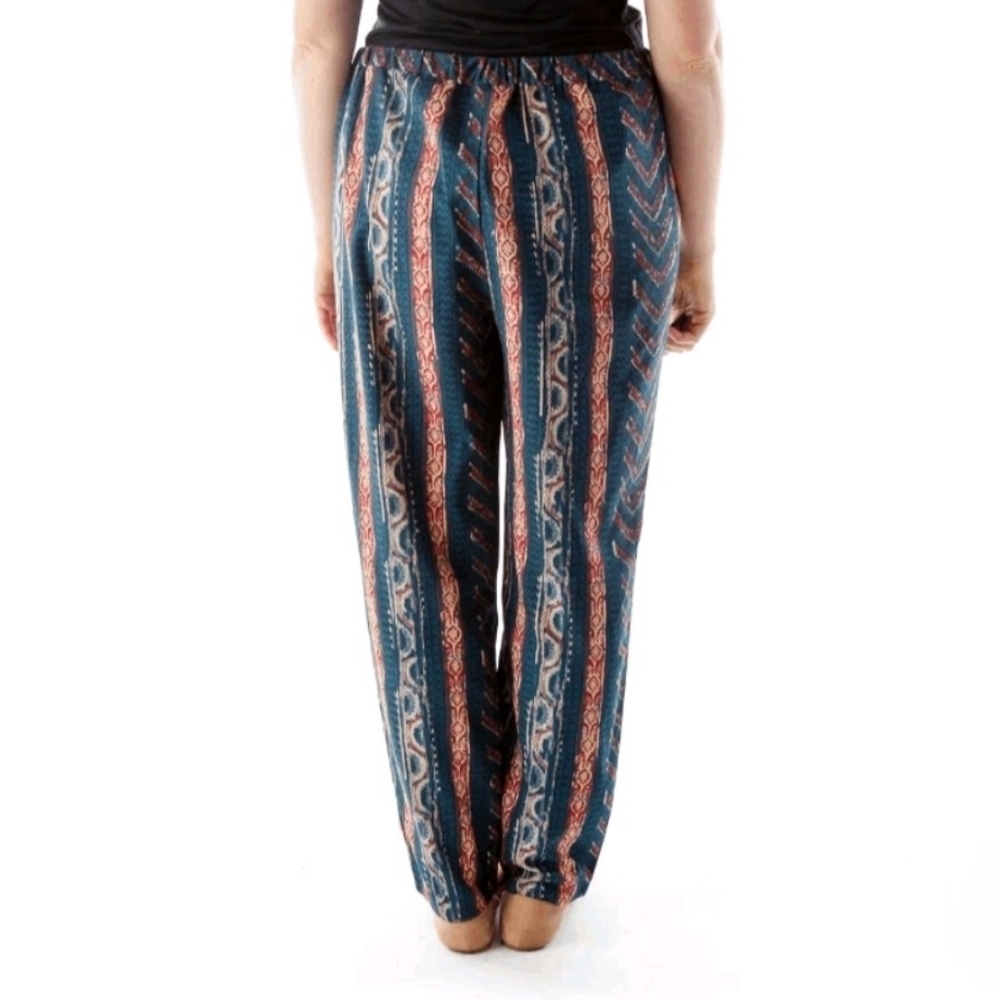 Lauren Ralph Lauren Dress Pants Red Navy Tribal Straight Leg Pull On sz 8 Petite - Picture 2 of 8